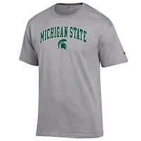 T-shirt gris chiné Champion pour homme avec logo Arch Over des Spartans de l'État du Michigan