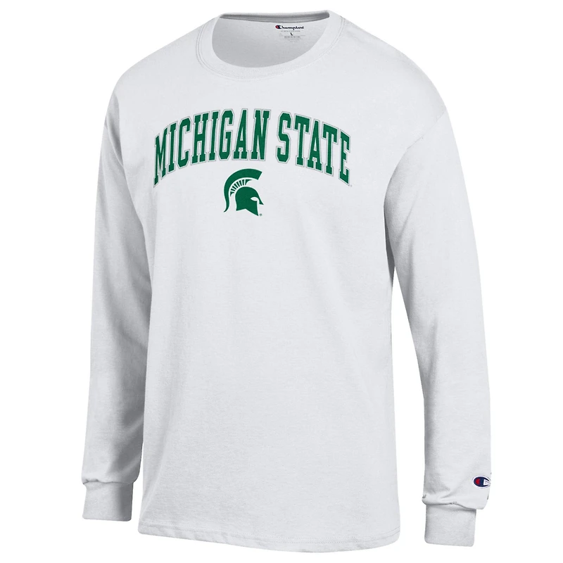 Men's Champion  White Michigan State Spartans Arch Over Logo Long Sleeve T-Shirt