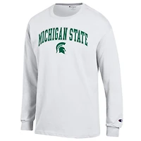Men's Champion  White Michigan State Spartans Arch Over Logo Long Sleeve T-Shirt