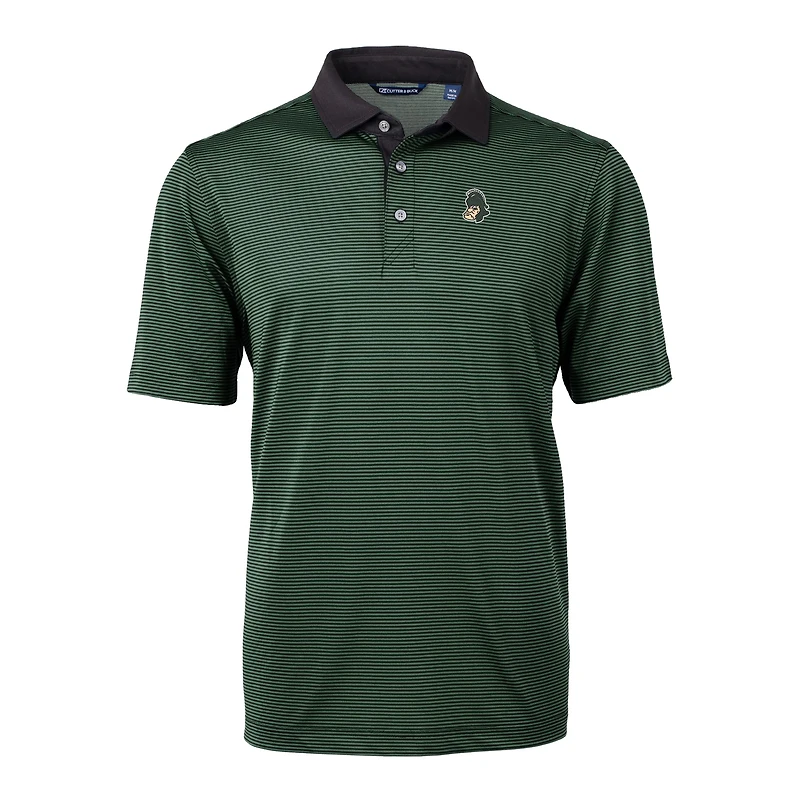Polo recyclé DryTec Virtue Eco Pique vert chasseur/noir pour homme de l'université Michigan State Spartans, la marque Cutter & Buck.