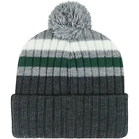 Bonnet en tricot à revers à rayures superposées '47 anthracite Michigan State Spartans avec pompon pour hommes