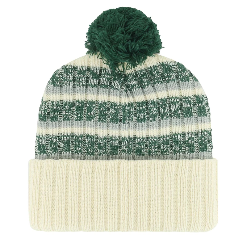 Bonnet tricoté à revers et pompon pour homme, couleur crème, style taverne, Spartans du Michigan State, modèle 47
