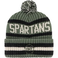 Men's '47 Green Michigan State Spartans OHT Military Appreciation Bering Cuffed Knit Hat with Pom