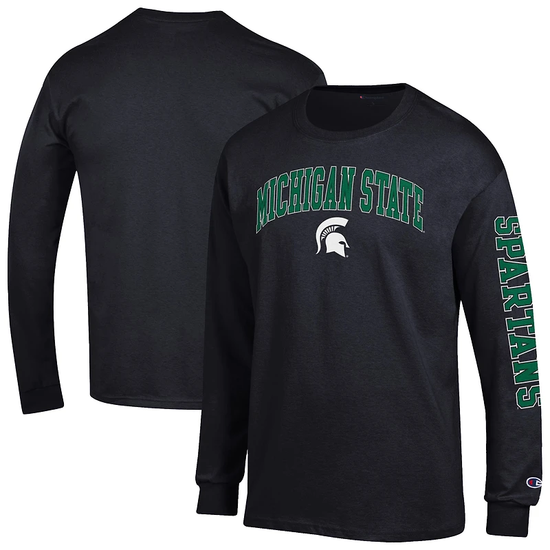 Men's Champion Michigan State Spartans Arch Over Logo 2-Hit Long Sleeve T-Shirt