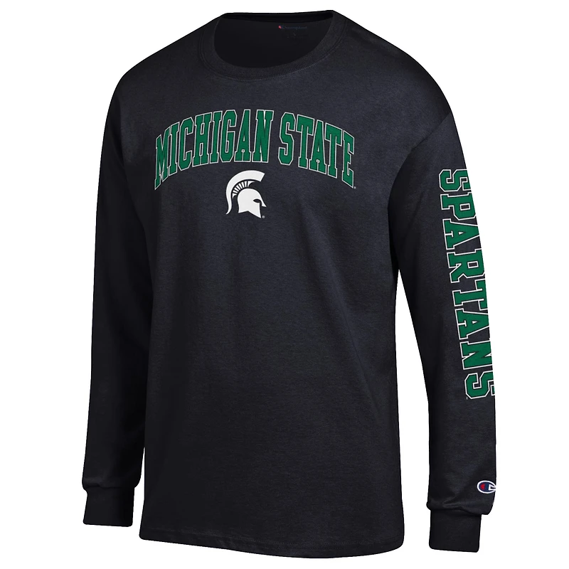 Men's Champion Michigan State Spartans Arch Over Logo 2-Hit Long Sleeve T-Shirt