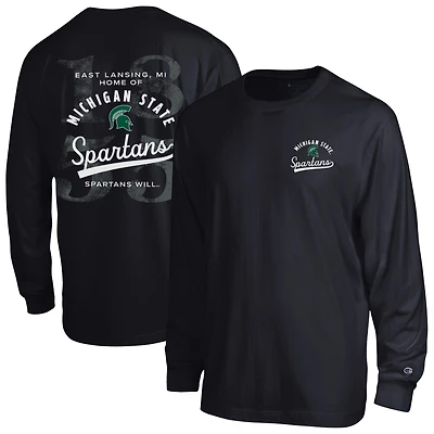 Men's Champion Black Michigan State Spartans Laminated All-Star Long Sleeve T-Shirt