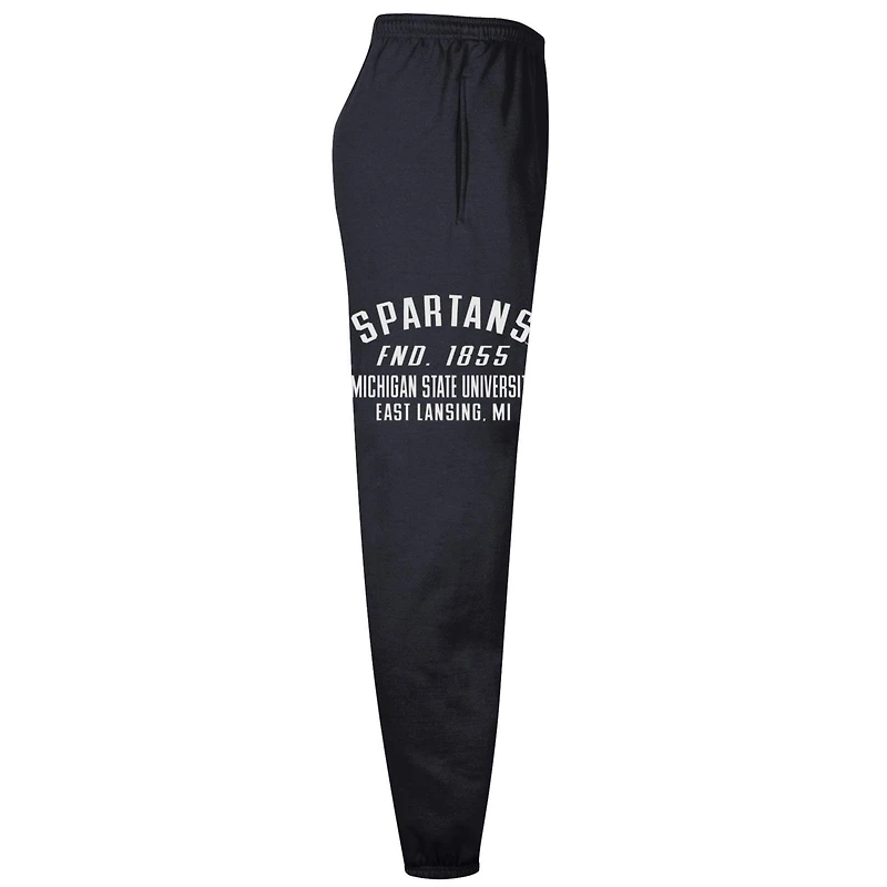 Men's Champion  Black Michigan State Spartans Powerblend Banded Fleece Sweatpants