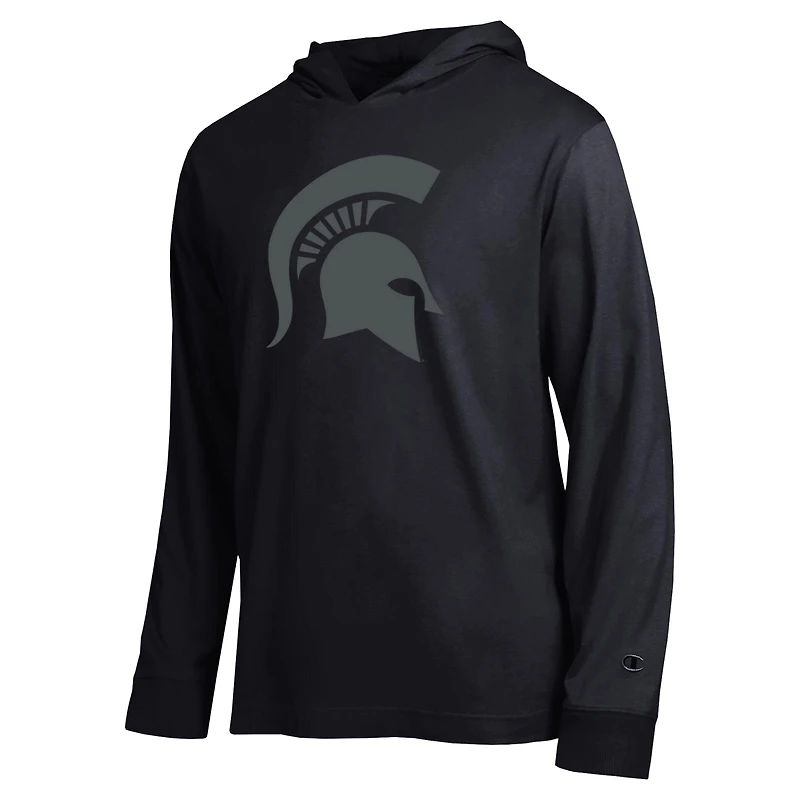 Men's Champion  Black Michigan State Spartans Tonal All-Star Long Sleeve Hooded T-Shirt