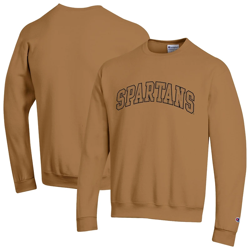 Sweat-shirt polaire Champion marron pour homme, modèle Latte des Spartans de l'Université d'État du Michigan