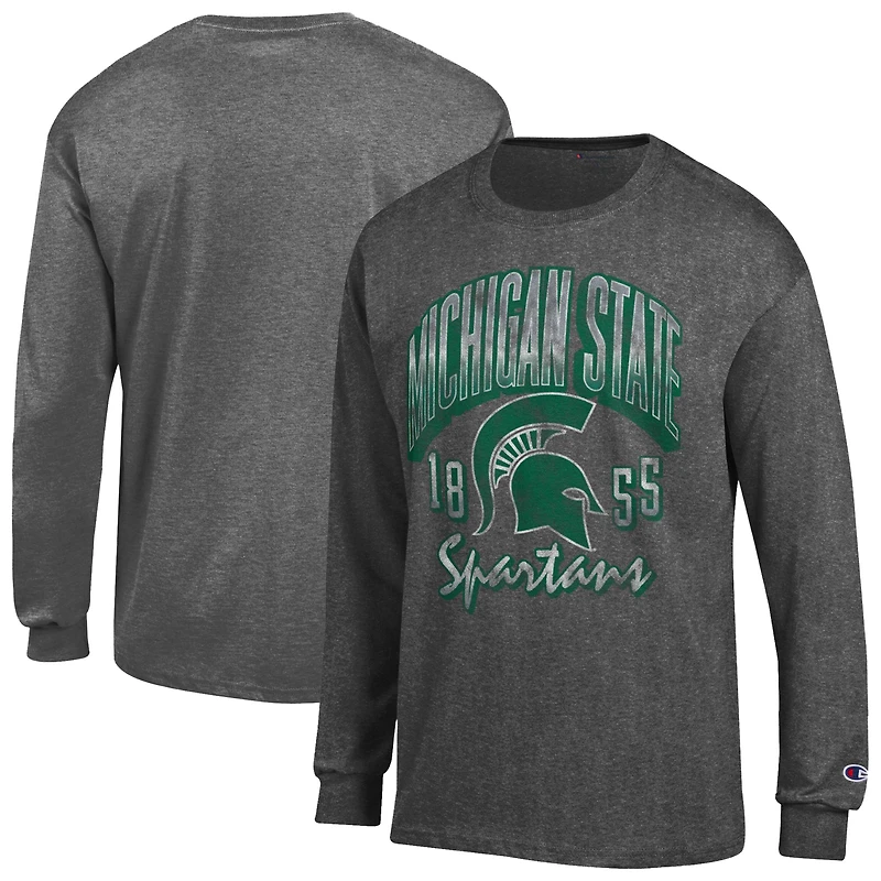 T-shirt à manches longues Champion Charcoal Michigan State Spartans Bold pour homme