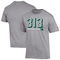 T-shirt Champion Gray Michigan State Spartans 313 pour hommes