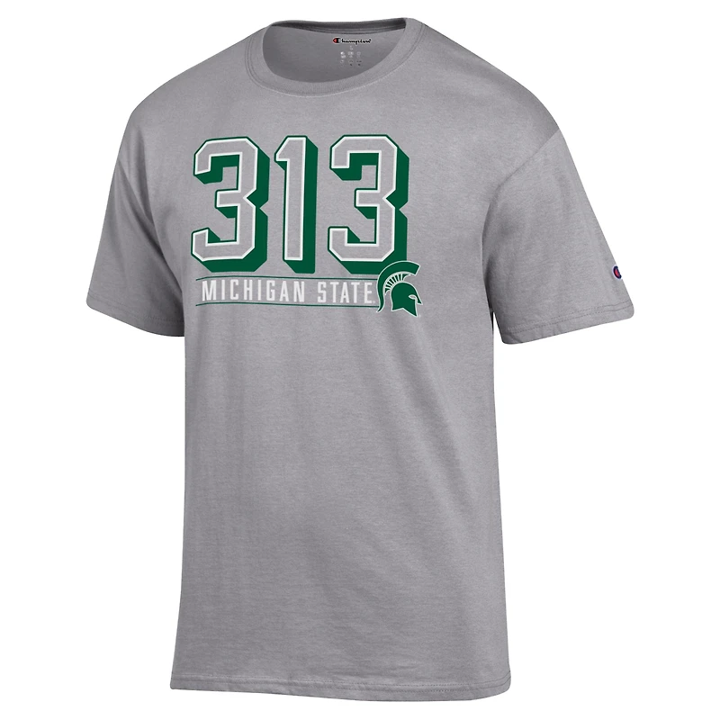 Men's Champion  Gray Michigan State Spartans 313 T-Shirt
