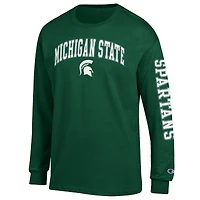 T-shirt à manches longues vert Champion Michigan State Spartans avec logo Arch Over 2-Hit pour homme