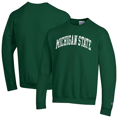 Men's Champion  Green Michigan State Spartans Basic Arch Fleece Pullover Sweatshirt
