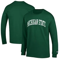 Men's Champion  White Michigan State Spartans Basic Arch Long Sleeve T-Shirt