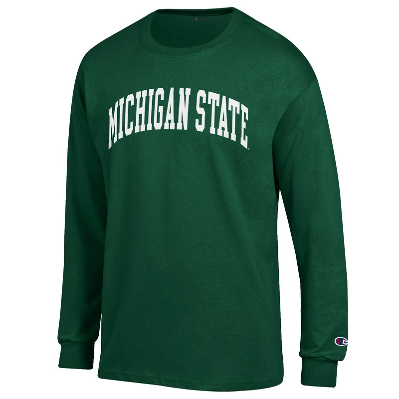 Men's Champion  Green Michigan State Spartans Basic Arch Long Sleeve T-Shirt