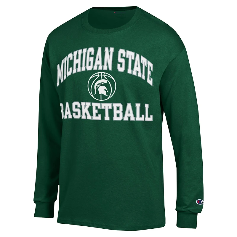 T-shirt vert à manches longues Champion Michigan State Spartans Basketball Icon pour hommes