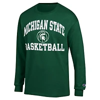 T-shirt vert à manches longues Champion Michigan State Spartans Basketball Icon pour hommes