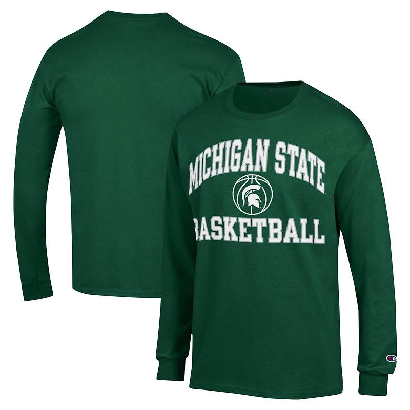 T-shirt vert à manches longues Champion Michigan State Spartans Basketball Icon pour hommes
