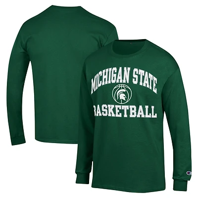 T-shirt vert à manches longues Champion Michigan State Spartans Basketball Icon pour hommes