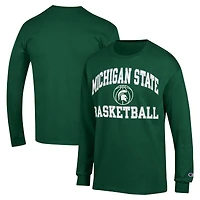 T-shirt vert à manches longues Champion Michigan State Spartans Basketball Icon pour hommes