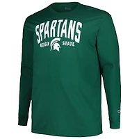 T-shirt vert à manches longues Champion Michigan State Spartans Big & Tall Arch pour hommes