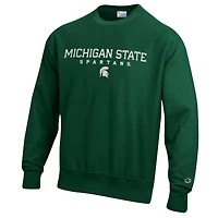 Men's Champion  Green Michigan State Spartans Relentless Reverse Weave Sweatshirt