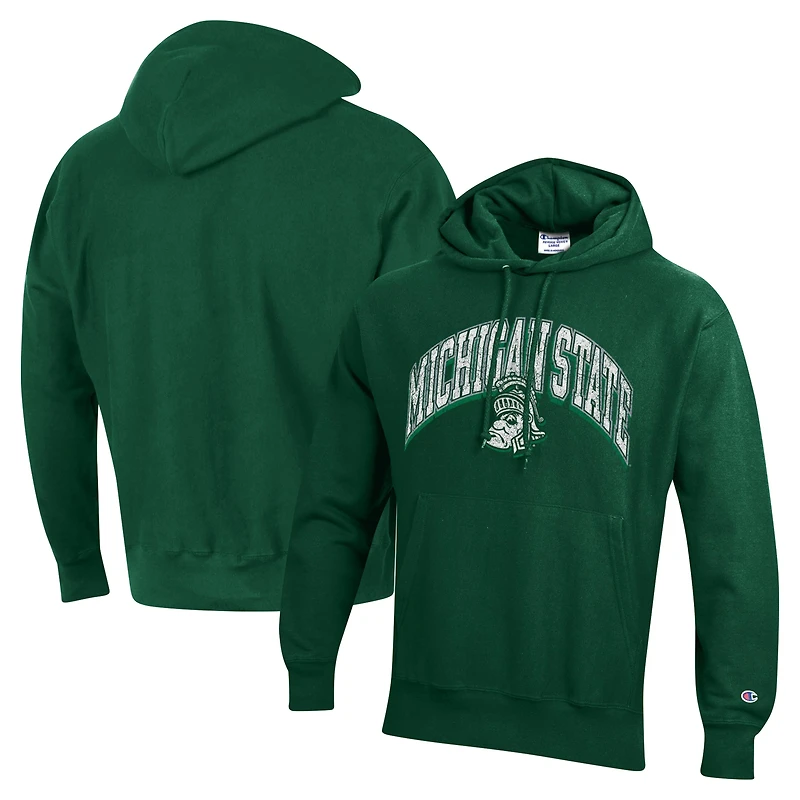 Sweat à capuche tissage inversé Champion Green Michigan State Spartans Vault Late Night pour homme
