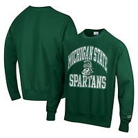 Men's Champion Green Michigan State Spartans Vault Late Night Reverse Weave Pullover Sweatshirt