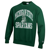 Men's Champion Green Michigan State Spartans Vault Late Night Reverse Weave Pullover Sweatshirt