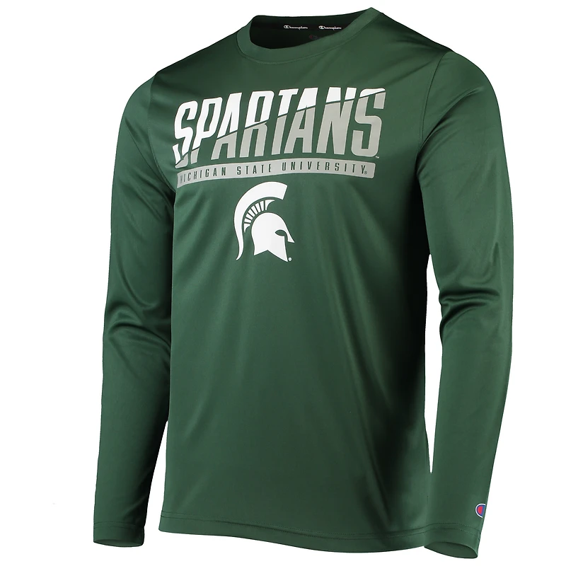 T-shirt à manches longues pour hommes Champion Green Michigan State Spartans Wordmark Slash