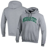 Sweat à capuche en polaire Basic Arch Champion Heather Gray pour homme des Spartans de l'État du Michigan