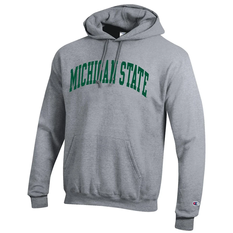 Sweat à capuche en polaire Basic Arch Champion Heather Gray pour homme des Spartans de l'État du Michigan