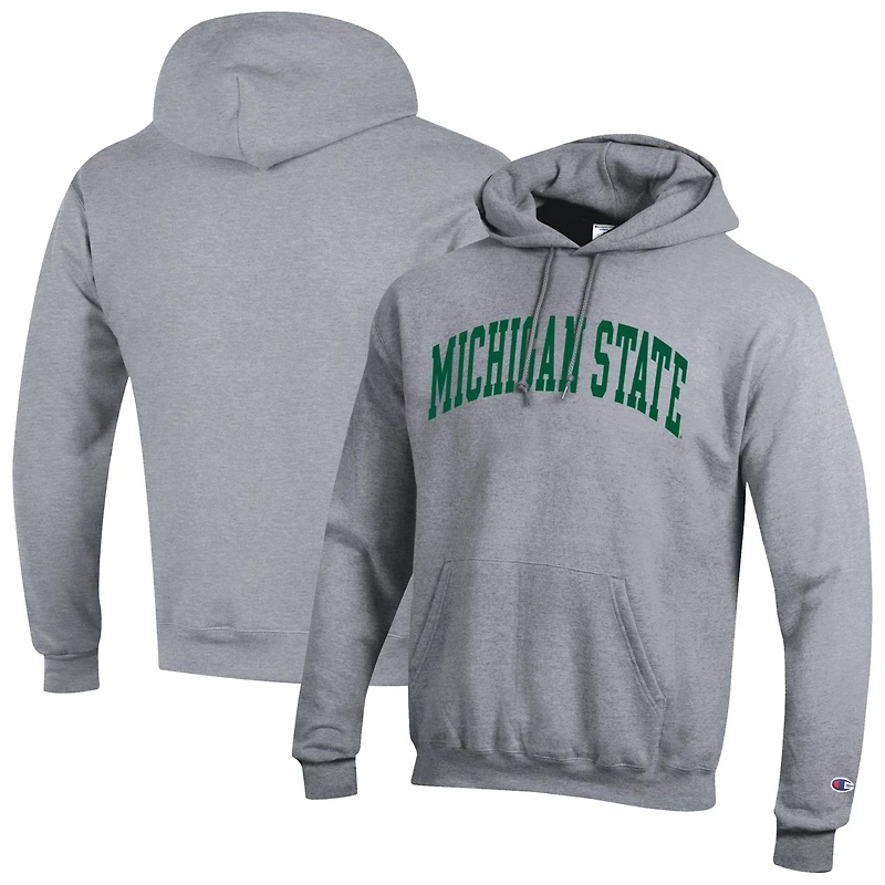 Sweat à capuche en polaire Basic Arch Champion Heather Gray pour homme des Spartans de l'État du Michigan