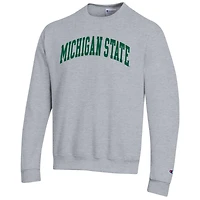 Men's Champion  Heather Gray Michigan State Spartans Basic Arch Fleece Pullover Sweatshirt