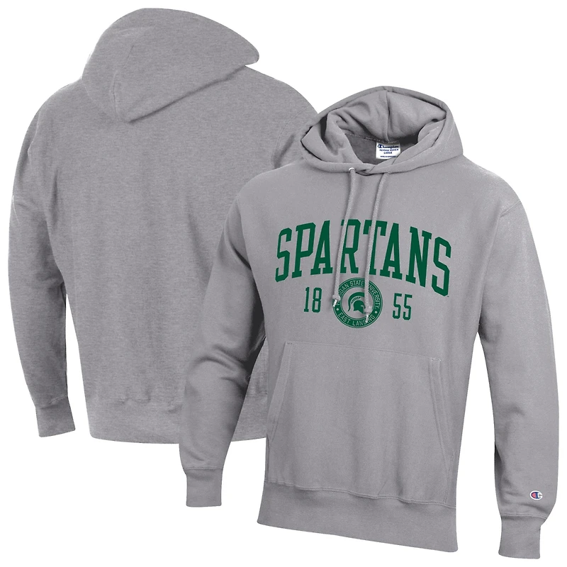 Men's Champion Heather Gray Michigan State Spartans Established Reverse Weave Hoodie