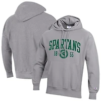 Men's Champion  Heather Gray Michigan State Spartans Established Reverse Weave Hoodie