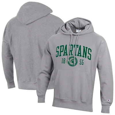 Men's Champion  Heather Gray Michigan State Spartans Established Reverse Weave Hoodie