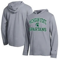 T-shirt à capuche manches longues Champion Heather Gray Michigan State Spartans High Motor All-Star pour homme