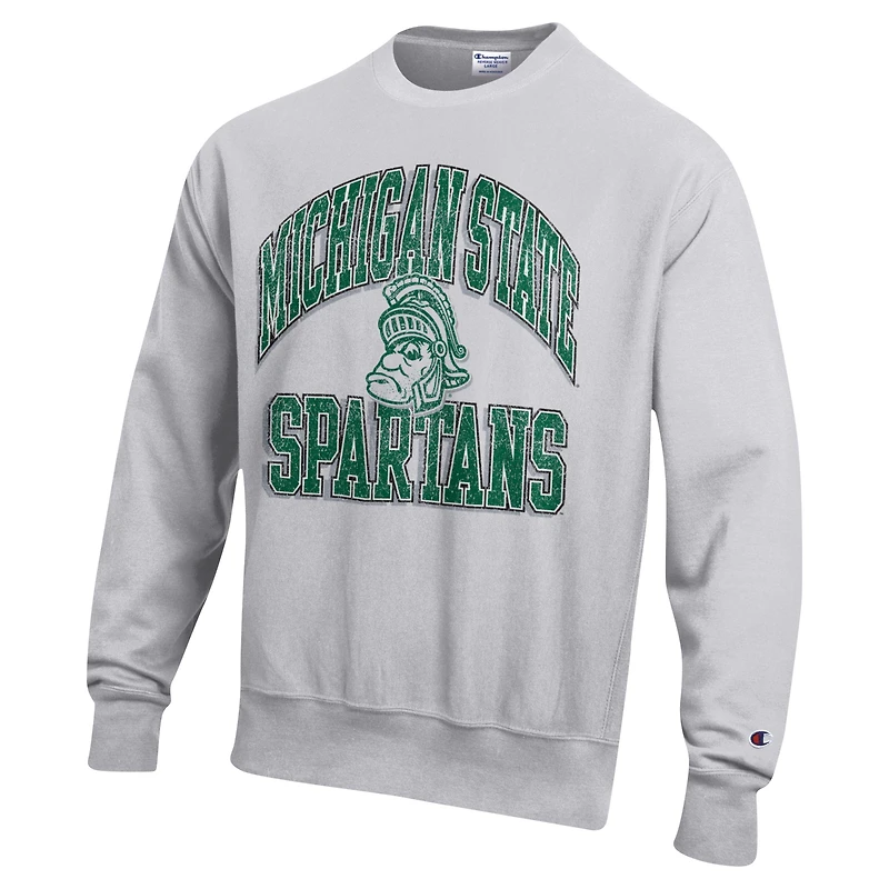 Sweat-shirt à enfiler tissage inversé Late Night Michigan State Spartans Champion Heather Gray pour hommes