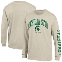 T-shirt à manches longues Champion Oatmeal Michigan State Spartans Neutral Arch pour homme