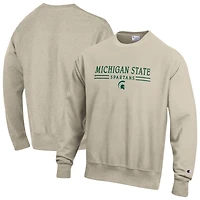 Men's Champion Oatmeal Michigan State Spartans Reverse Weave Crewneck Sweatshirt