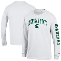 Men's Champion Michigan State Spartans Arch Over Logo 2-Hit Long Sleeve T-Shirt