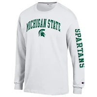 Men's Champion Michigan State Spartans Arch Over Logo 2-Hit Long Sleeve T-Shirt