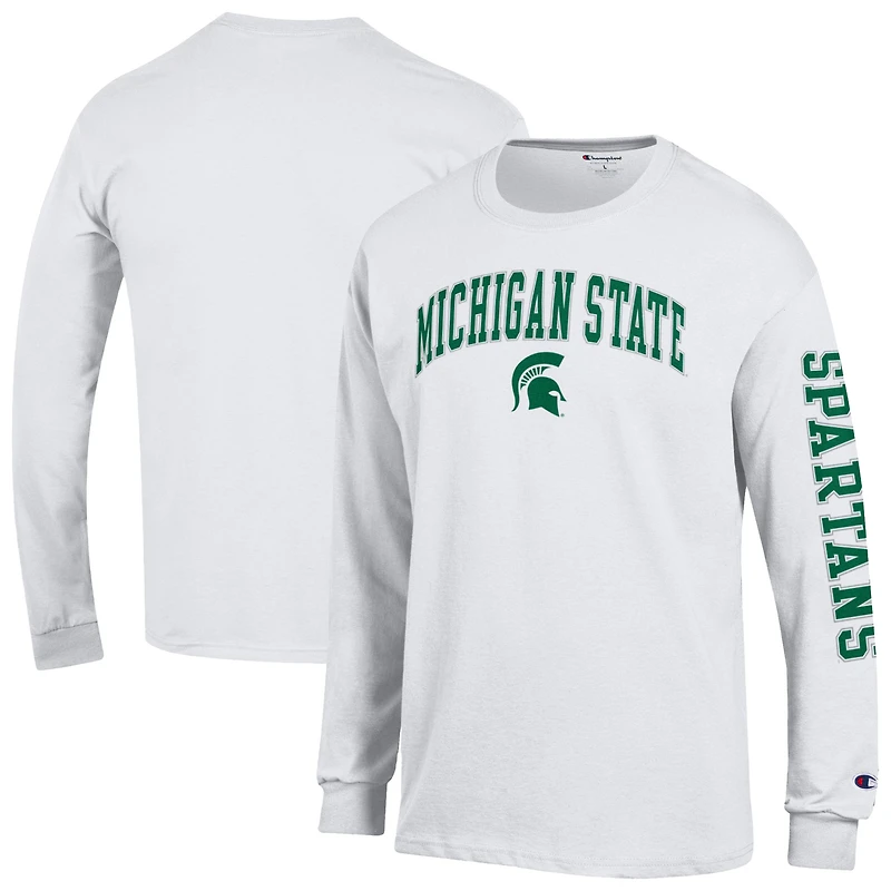 Men's Champion Michigan State Spartans Arch Over Logo 2-Hit Long Sleeve T-Shirt