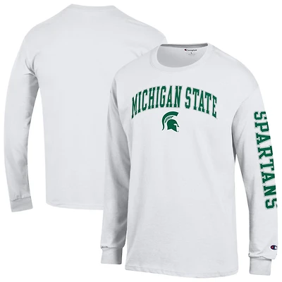 Men's Champion Michigan State Spartans Arch Over Logo 2-Hit Long Sleeve T-Shirt