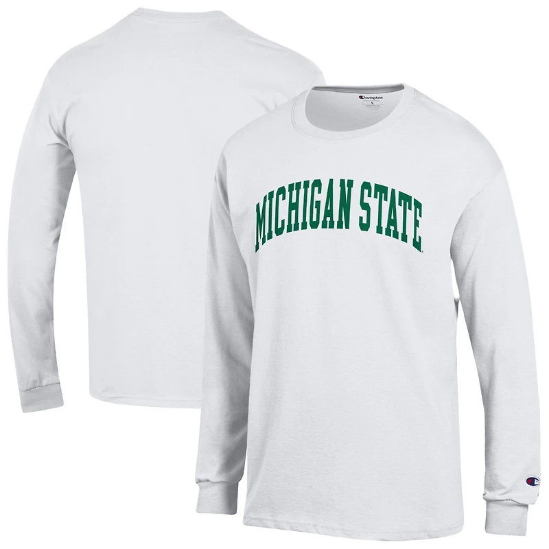 T-shirt à manches longues blanc Champion Michigan State Spartans Basic Arch pour homme