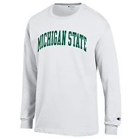 T-shirt à manches longues blanc Champion Michigan State Spartans Basic Arch pour homme