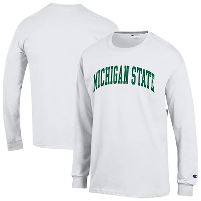 T-shirt à manches longues blanc Champion Michigan State Spartans Basic Arch pour homme