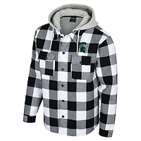 Men's Colosseum Black/White Michigan State Spartans Buffalo Plaid Full-Zip Jacket